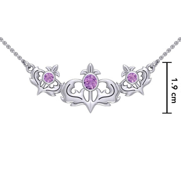 Even flourishing from within ~ Sterling Silver Jewelry Scottish Thistle Necklace with Shimmering Gemstone TN118 - Jewelry